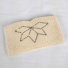 Vintage Small Beaded Clutch by Carter. Ivory Zipper Coin Purse Evening Bag Japan