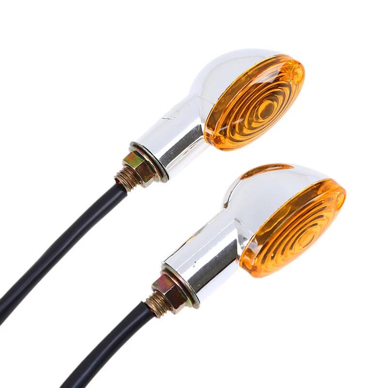 4 PCS Motorcycle Turn Signals 12V Universal Fit Amber Light Lamp Chrome Shell - Image 4 of 4