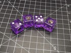 PURPLE/CLEAR 4-PIECE SET Dice Valve Caps Stem Rat Rod LARGE 19MM SIZE SUV NEW