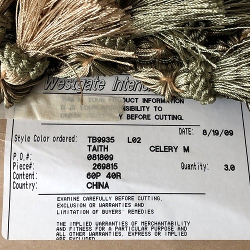 Vintage 3 1/4” Gold & 2 Tone Celery Green TASSEL FRINGE Trim TRIMMING 4+ YARDS - Picture 3 of 6