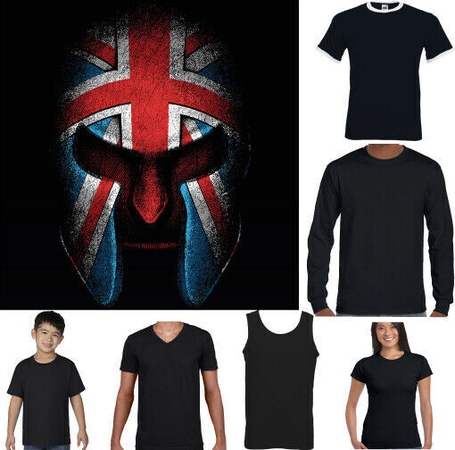 Espartano Casco Camiseta Gimnasio Union Jack Bandera Training Top st Georges Día