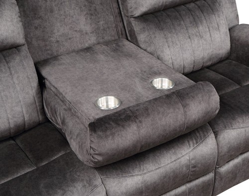 Luxe 2-Pc Power Recliner Living Room Set, Fabric Upholstered Sofa Set, Dark Gray - Picture 6 of 6