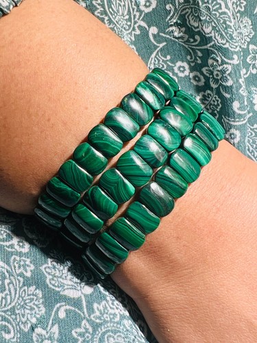 Malachit Armband Stretch rechteckig abgerundet sehr gute Qualität Hochwertig - Picture 5 of 6