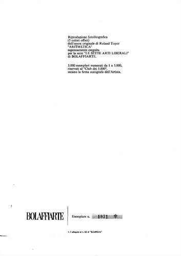 ROLAND TOPOR "ARITMETICA" firmato numerato e timbrato Bolaffi Arte - Foto 2 di 7
