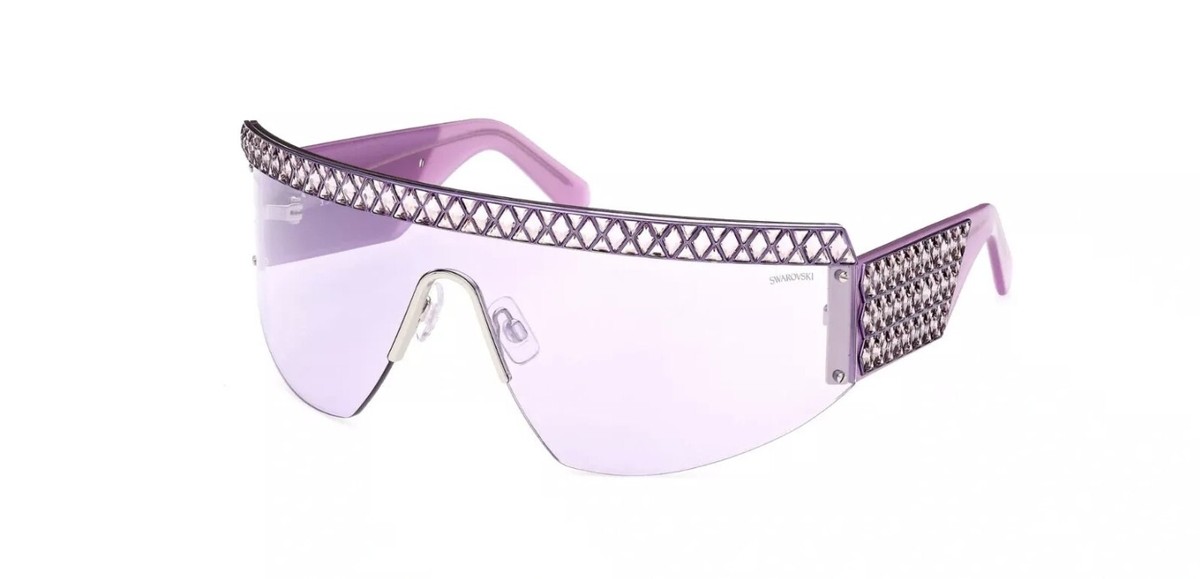 NEW Swarovski SK363 75Z Purple/ Fuchsia Shield Half-Rim Sunglasses