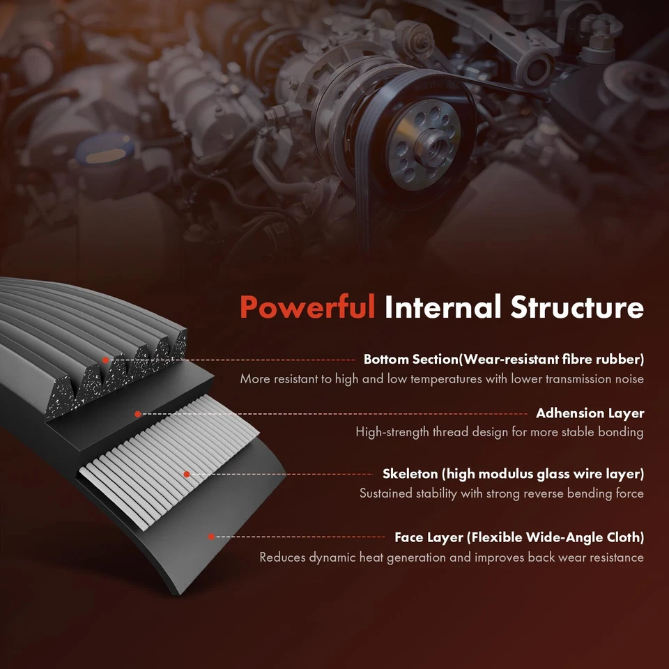 97.14 inch Serpentine Belt for INFINITI QX56 Nissan Armada Pathfinder TITAN 5.6L - Image 4 of 4