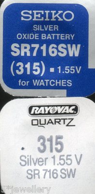 Neu Seiko Renata Rayovac Uhrenbatterie 315 SR716SW