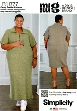 Simplicity R11777 Collared Knit Dress in 2 Lengths PLUS 30W-38W UNCUT S9741