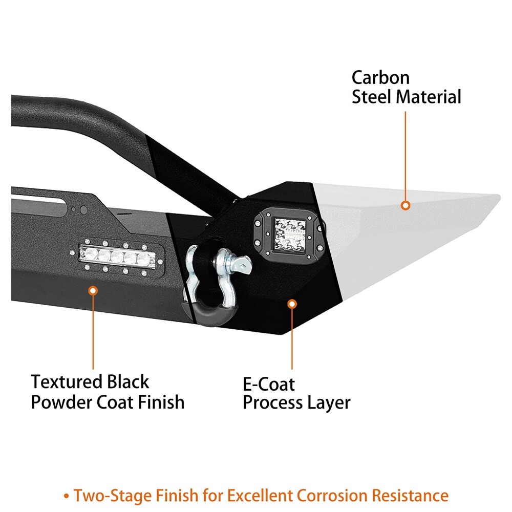 Steel Black Mid Width Front Bumper w/Winch Plate Fit Jeep Wrangler JK 2007-2018 thumbnail 11
