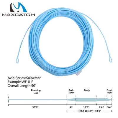 Maxcatch Real Avid Saltwater Fliegenschnur, Fly line 2 welded loops WF8-10F