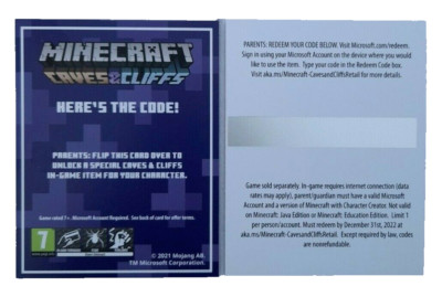 MINECRAFT CAVES & CLIFFS EXKLUSIVE CODEKARTE NEU!