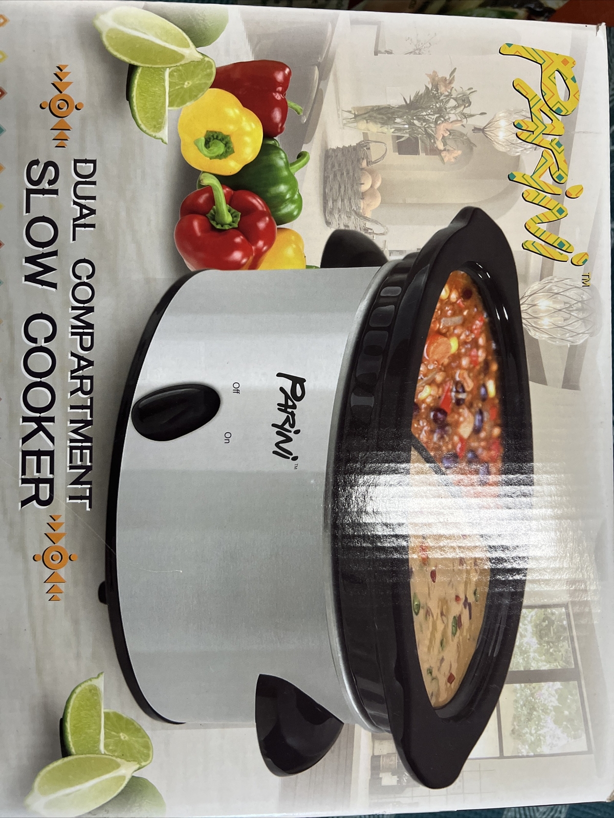 NEW Parini Cookware Dual Compartment Slow Cooker 2-16oz