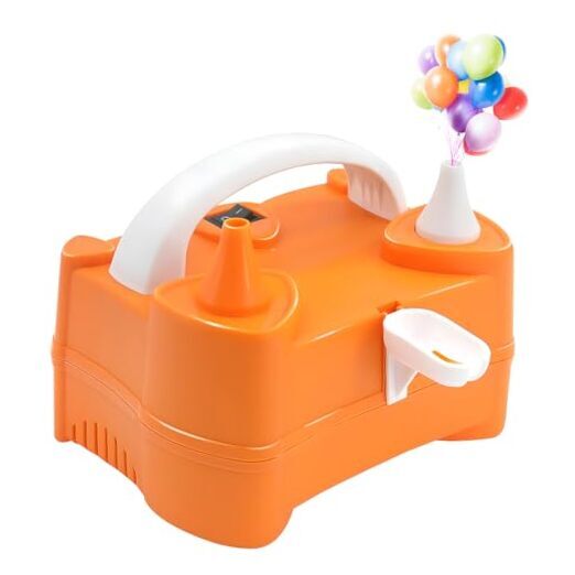 Balloon Pump Electric Air Inflator Portable Automatic Dual Nozzle Orange