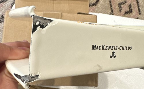 Mackenzie childs white flower market napkin holder NEW With DEFECTS! Read & Look - Picture 4 of 9
