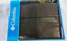 Columbia Brown Bifold Leather Wallet with Logo 4.5 x 3.5 inch New in Box