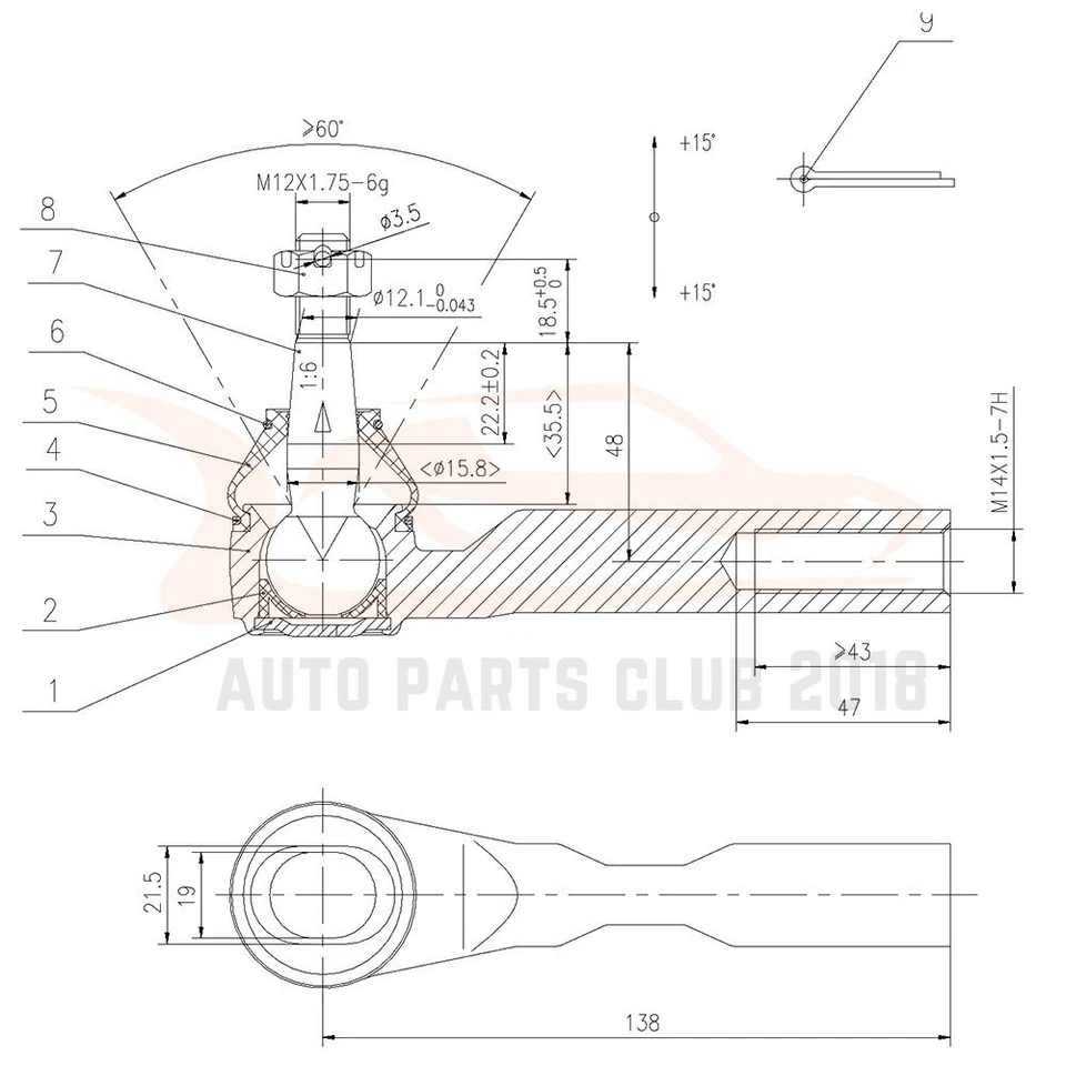 8Pcs For 2004-2012 Chevrolet Malibu Steering Control Arm Ball Joint Sway Bar Kit Foto 3 de 4