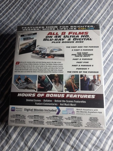 FAST AND FURIOUS.Boxset.8Movie.17Disc.4KUHD+ Bluray.Brand New,Sealed.Reg Free/B - Picture 3 of 11
