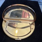Vtg Coro Pegasus Gold Tone Demilune Powder Compact Half Moon Mirror Case Flowers — photo 10