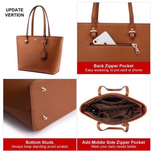Purses for Women Large Tote Bag for Work Faux Leather Handbags Shoulder Bag w... - Picture 3 of 7