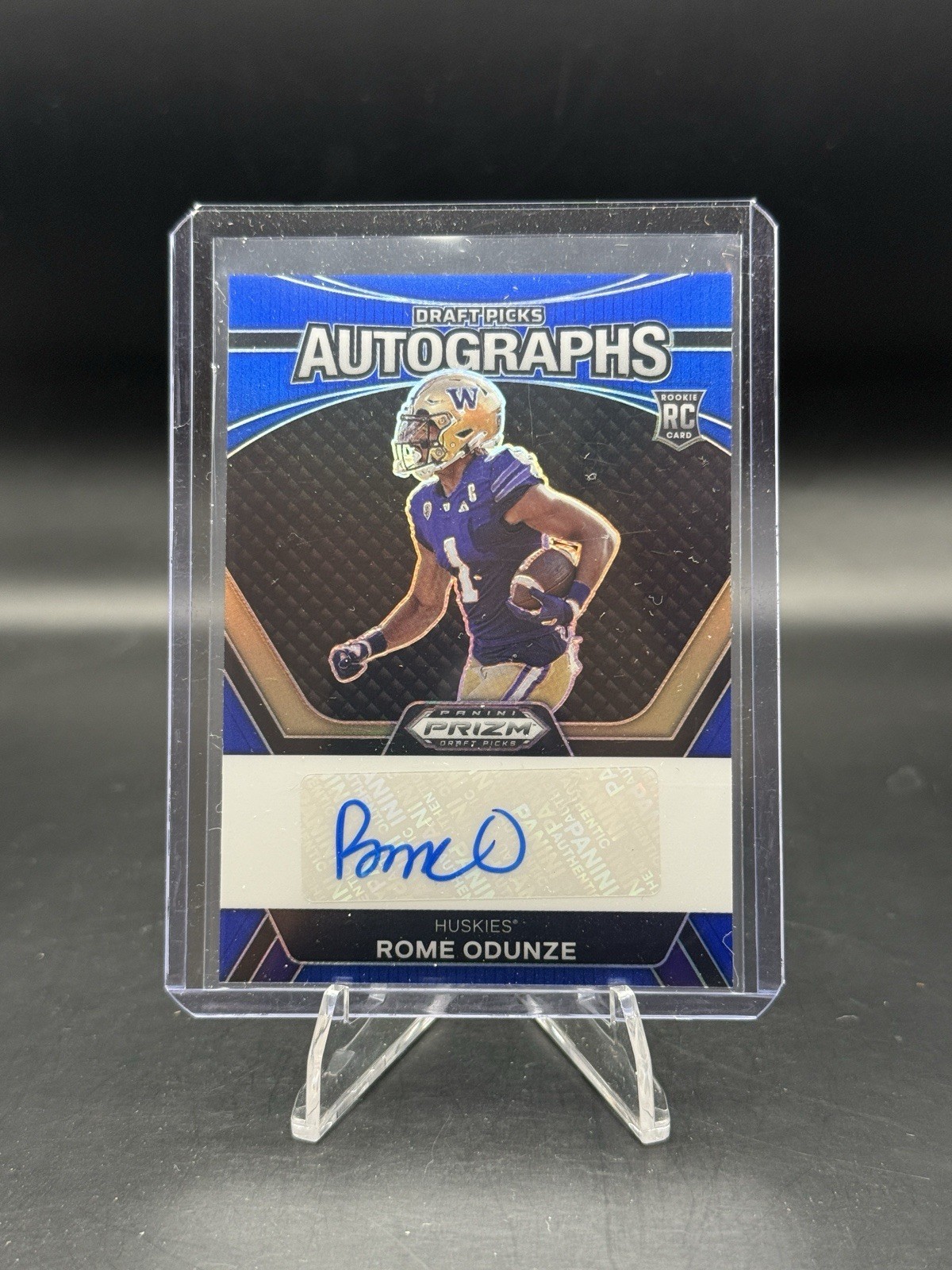 2024 Panini Prizm Draft Picks Auto Rookie Rome Odunze Blue 2/149 Huskies