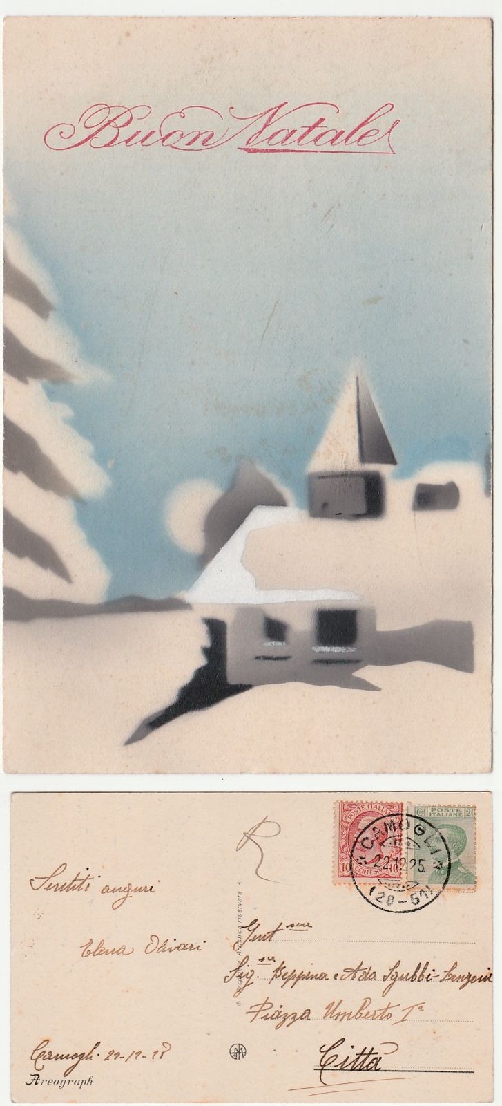 AUGURALI - BUON NATALE - VIAGGIATA DA CAMOGLI - VIAGG. 1925 -37381-