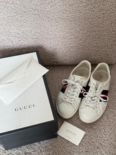 Gucci Ace Weiß Blau Schlangenleder Schuhe Turnschuhe Sneaker Herren UK 8 / …