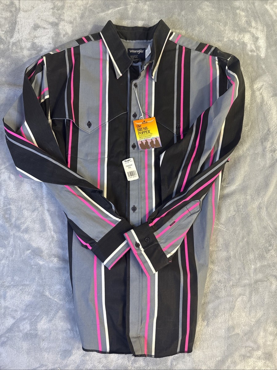 Vintage 90s WRANGLER BRUSHPOPPER STRIPE WESTERN SHIRT 2XL X LONG NWT