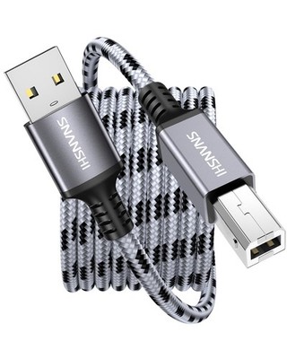USB Printer Cable 20 feet, Nylon Braided USB 2.0 Type A to B Male Printer Cor...