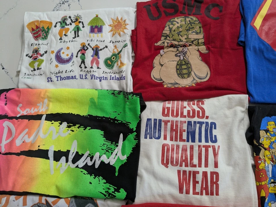 Lote (15) camisetas vintage años 80 90 revendedor puntada única EE. UU. 50/50 AOP **LEER** Foto 4 de 4