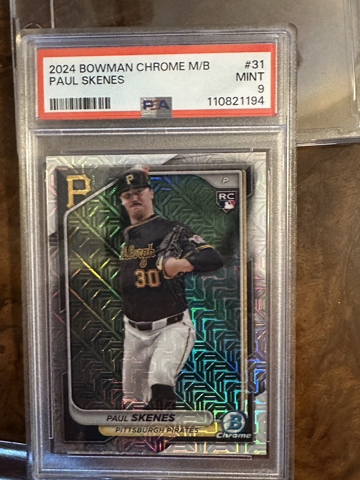 Bowman Chrome 2024 Paul Skenes #31 Mojo Refractor Rookie PSA 9 Pirates