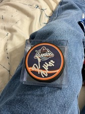 David Rittich NY Islanders Reverse Retro Autographed Puck with Case