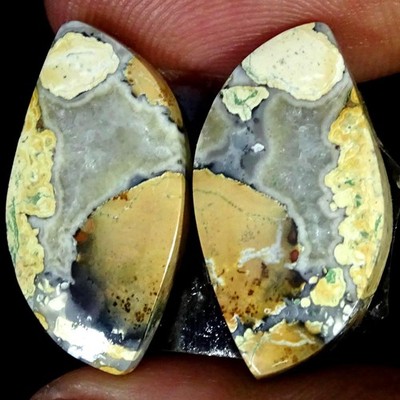 23.00Cts A+ Natural Maligano Jasper Pair Fancy Cabochon Gemstone 12X23X4MM