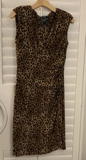 Ralph Lauren Wear-to-Work Leopard Print Padded Cap Sleeve Dress Size 10 EUC