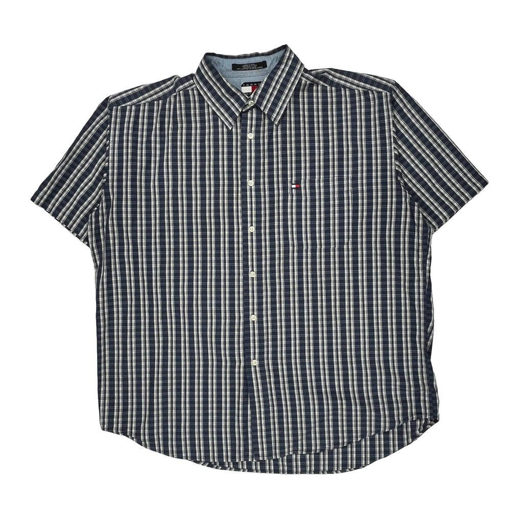 Tommy Hilfiger Checked Short Sleeve Shirt - XL Blue Cotton