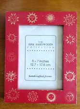 Tabletop 5x7" 90s Style Celestial Sun Wooden Red Picture Frame