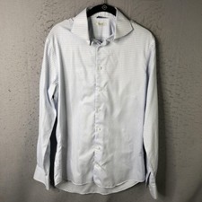Suitsupply Traveller Shirt Mens M White Blue Check Extra Slim Dress Cotton