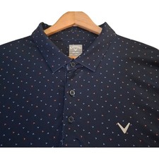 Callaway Opti-Dri Mens XXL Navy Blue Geometric Chevron Print Golf Polo Shirt
