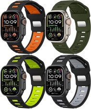 4 Pack Bands Compatible with Apple Watch Wide Silicone Strap Multi Color