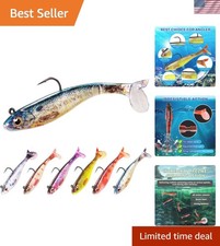 6-Pack Durable Paddle Tail Swimbaits for Bass Fishing - Enhanced Swimming Action