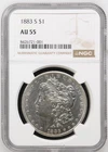 1883S AU 55 NGC MORGAN DOLLAR  NICE SEMI KEY DATE