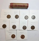 Uncirculated roll 1958 D Wheat pennies (50)- 1909 VBD and 1911 S!