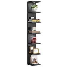 Fixwal 7 Tier Wall Shelves Floating Shelves with LED Lights Black Lack Wall S...