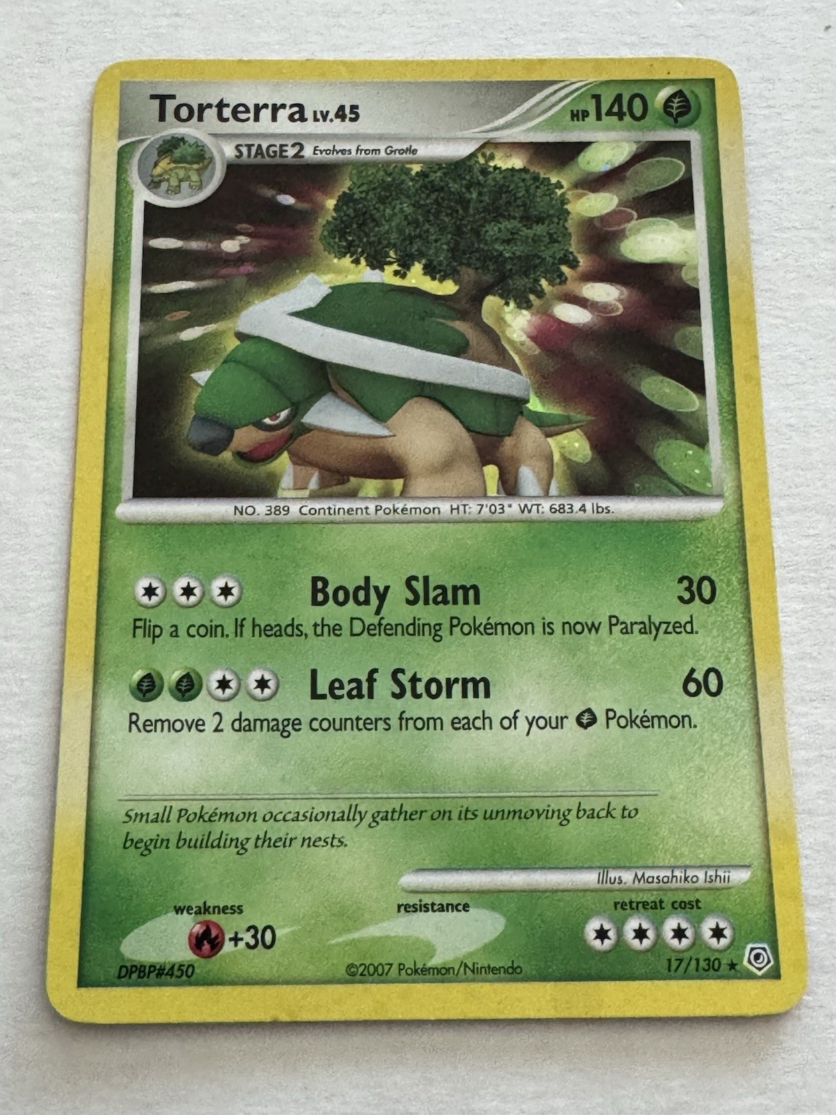 Pokemon: Torterra #17/130 Holo Rare Diamond & Pearl 2007 Vintage