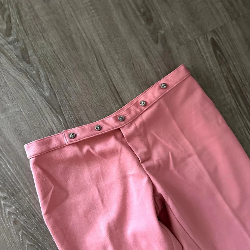 20 世纪 70 年代手工复古粉色喇叭裤,低腰 — 第 2/2 张图片