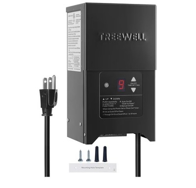 TREEWELL Outdoor Lighting Transformer, Corded Electric, Wall Mounted, Black