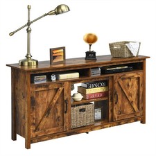Image of 60”Industrial TV Stand Entertainment Center with Shelve and Cabinet-Brown