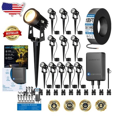 Complete Yard Garden LED Landscape Lights 60W Transformer 100ft Wire