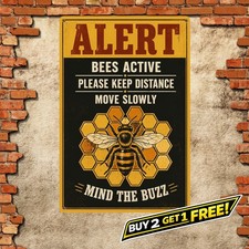 Caution Beware Of Honey Bees Retro Metal Sign Garden Decor