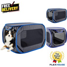 Collapsible Pet Car Seat Kennel - Large Portable Travel Dog Enclosure in Grey