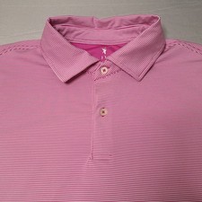 Fairway & Greene Polo Mens Xl Golf Golfer Pink White Pin Stripe Usa Made Golfer